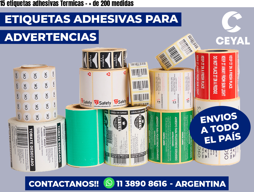 15 etiquetas adhesivas Termicas - + de 200 medidas