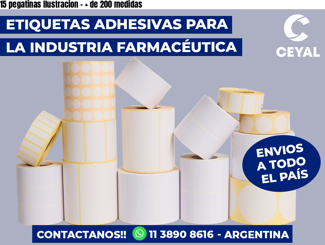 15 pegatinas Ilustracion - + de 200 medidas
