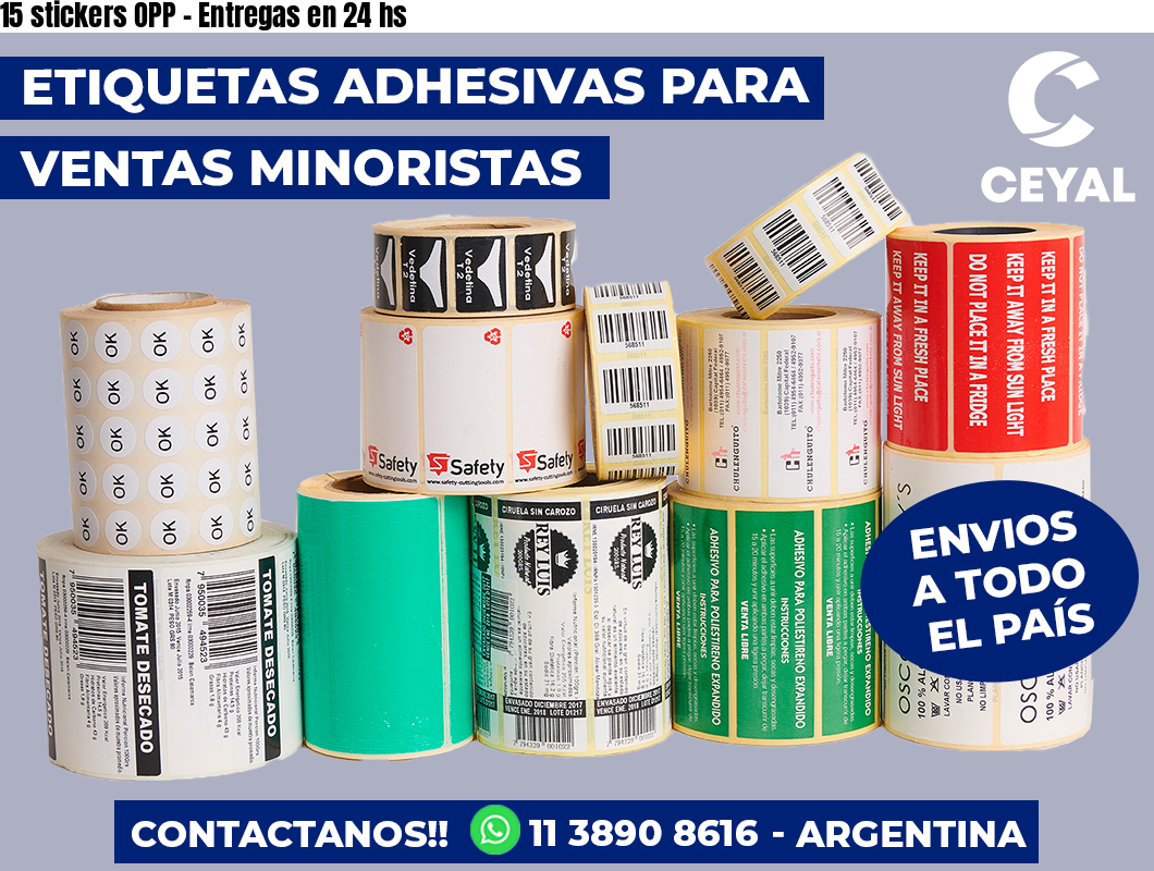 15 stickers OPP - Entregas en 24 hs