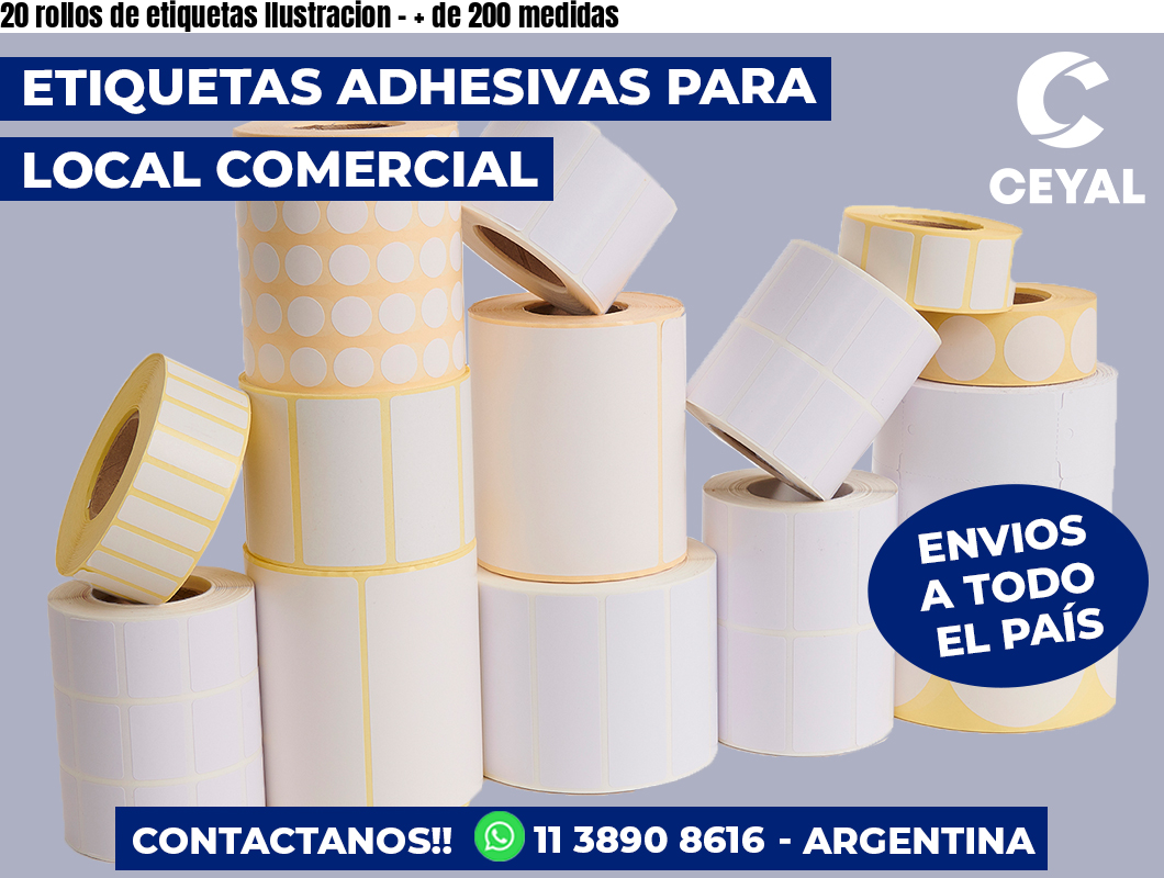 20 rollos de etiquetas Ilustracion – + de 200 medidas