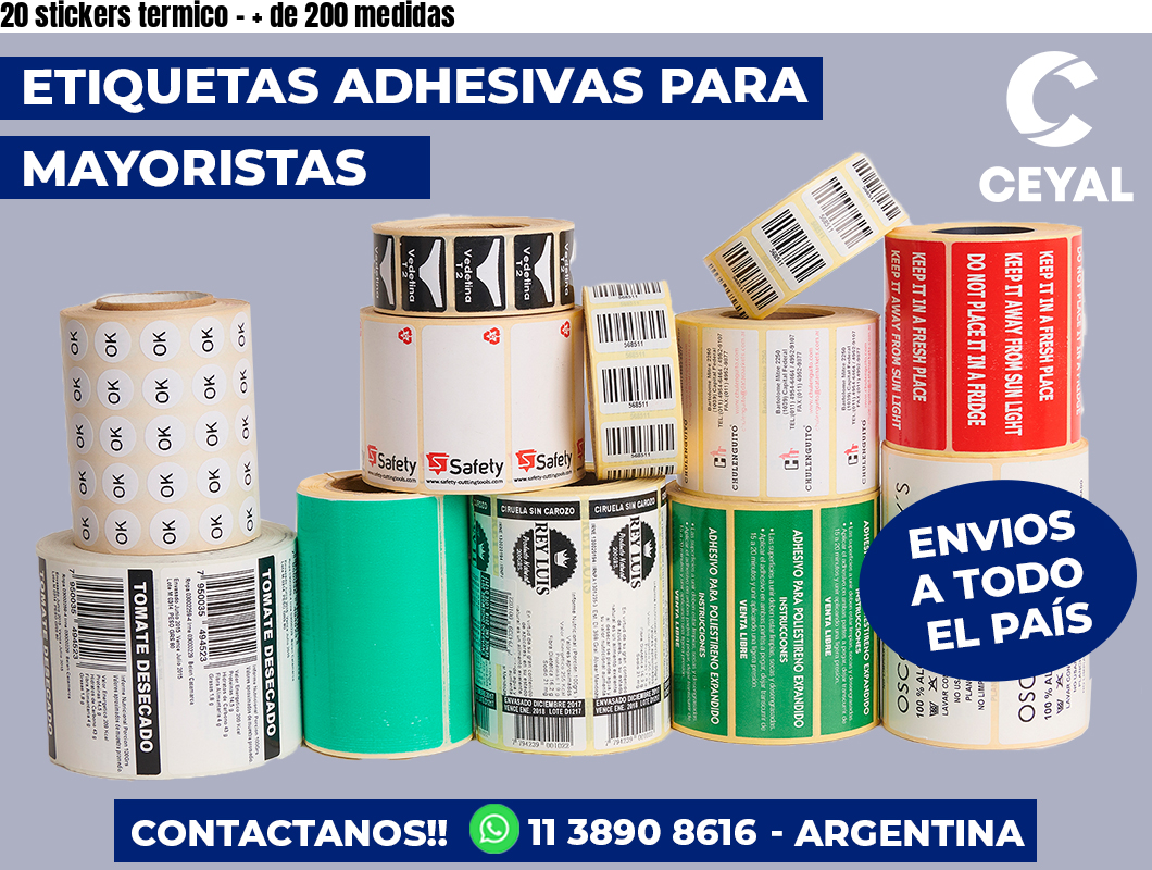 20 stickers termico - + de 200 medidas