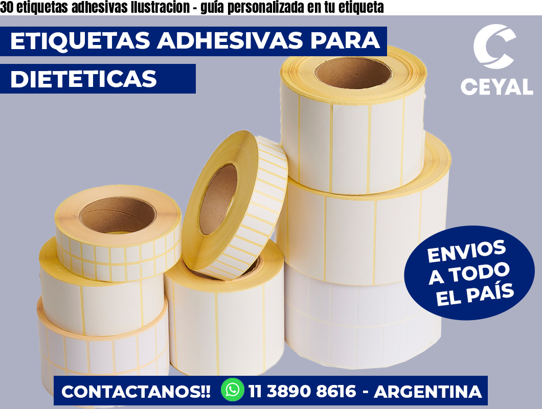 30 etiquetas adhesivas Ilustracion - guía personalizada en tu etiqueta