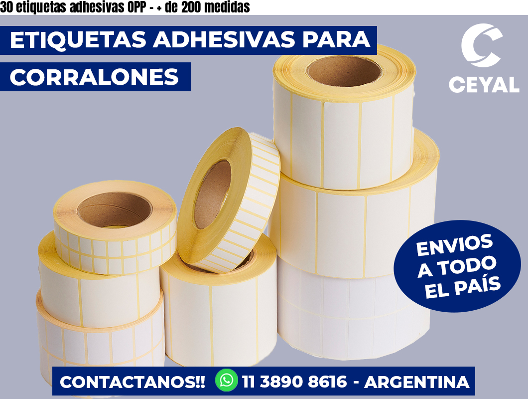 30 etiquetas adhesivas OPP - + de 200 medidas