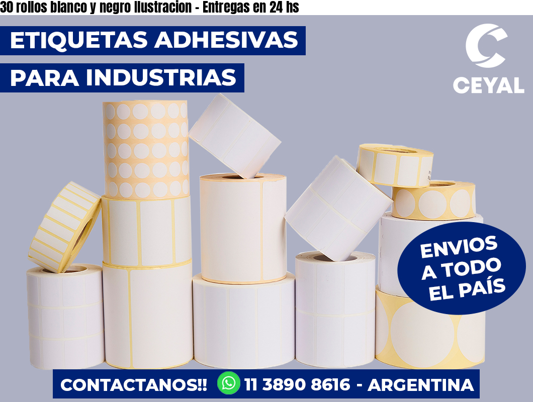30 rollos blanco y negro Ilustracion - Entregas en 24 hs