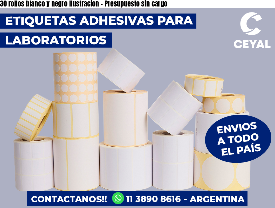 30 rollos blanco y negro Ilustracion - Presupuesto sin cargo