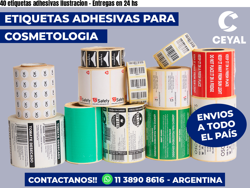 40 etiquetas adhesivas Ilustracion - Entregas en 24 hs
