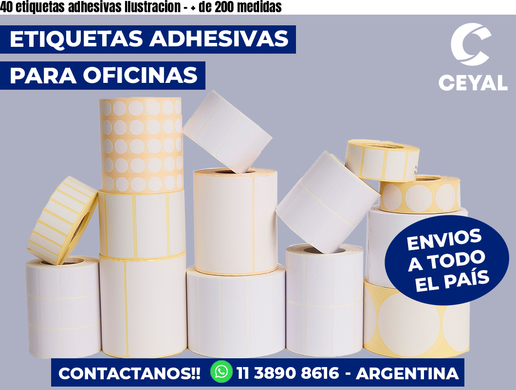 40 etiquetas adhesivas Ilustracion - + de 200 medidas