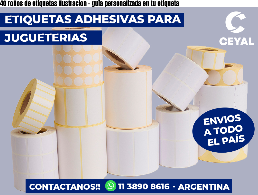 40 rollos de etiquetas Ilustracion - guía personalizada en tu etiqueta