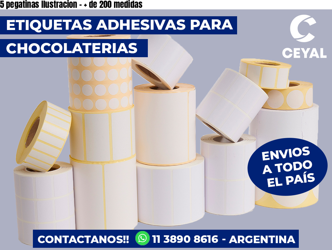 5 pegatinas Ilustracion - + de 200 medidas