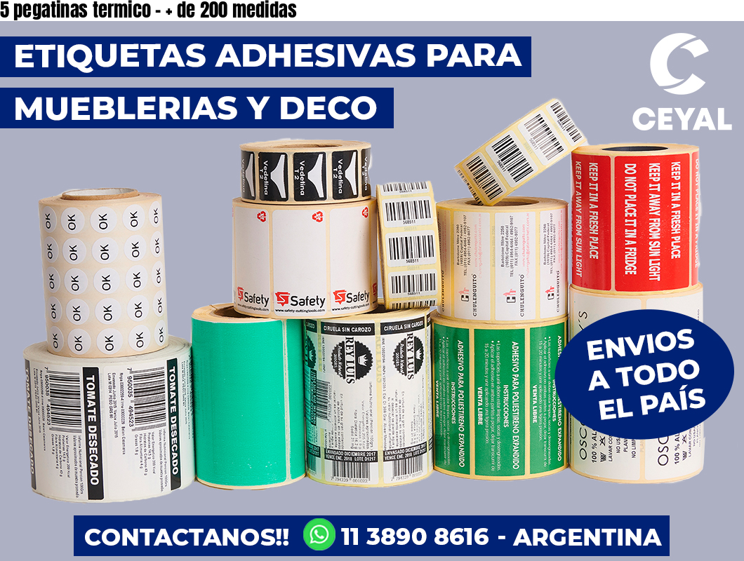 5 pegatinas termico - + de 200 medidas