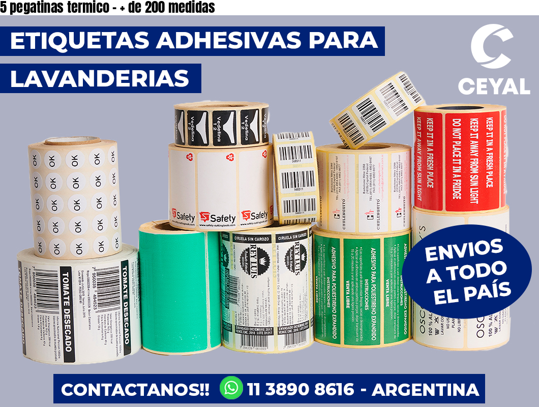 5 pegatinas termico - + de 200 medidas