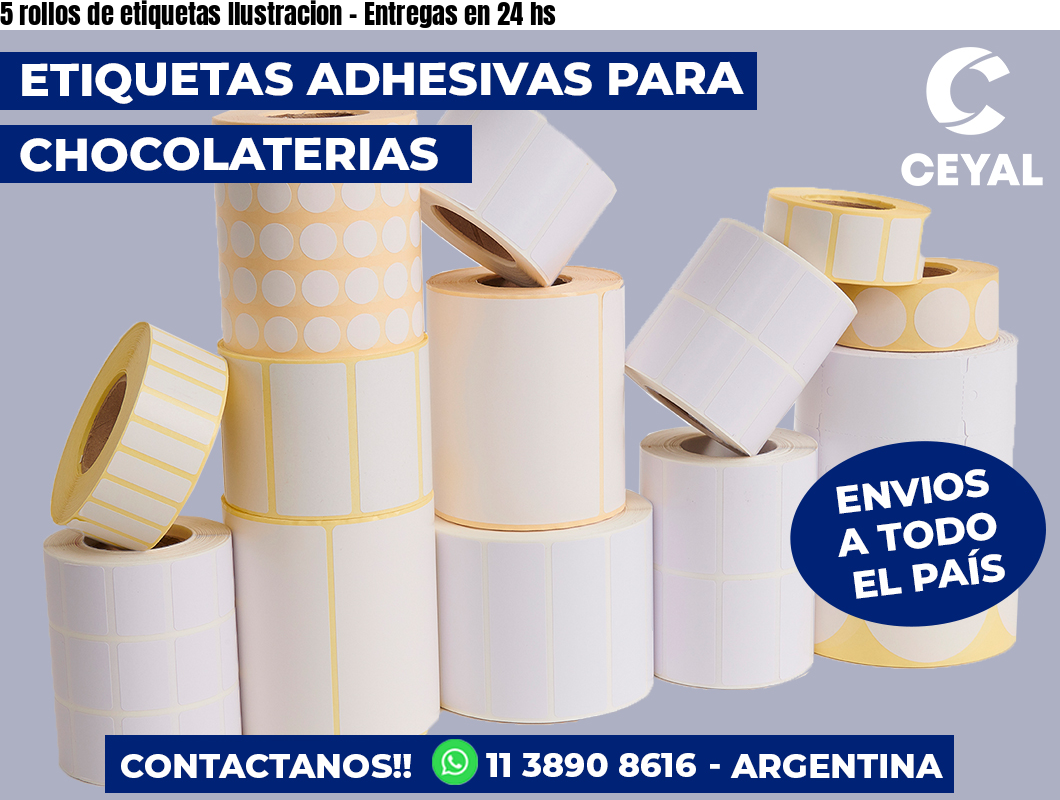 5 rollos de etiquetas Ilustracion - Entregas en 24 hs