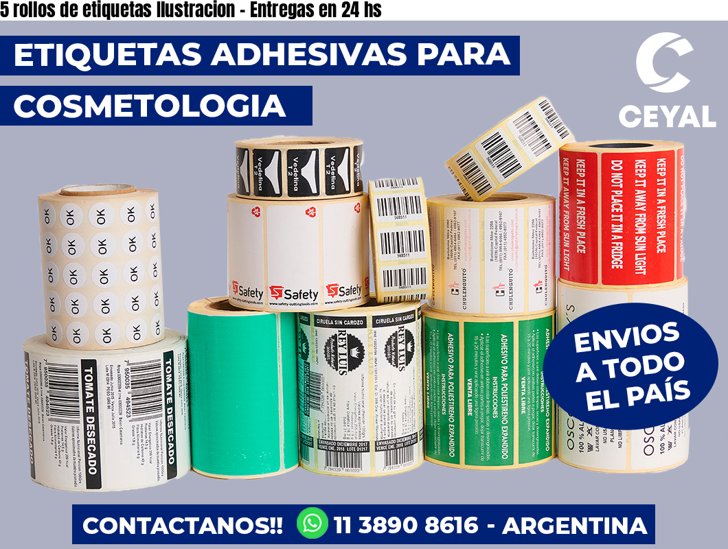 5 rollos de etiquetas Ilustracion – Entregas en 24 hs