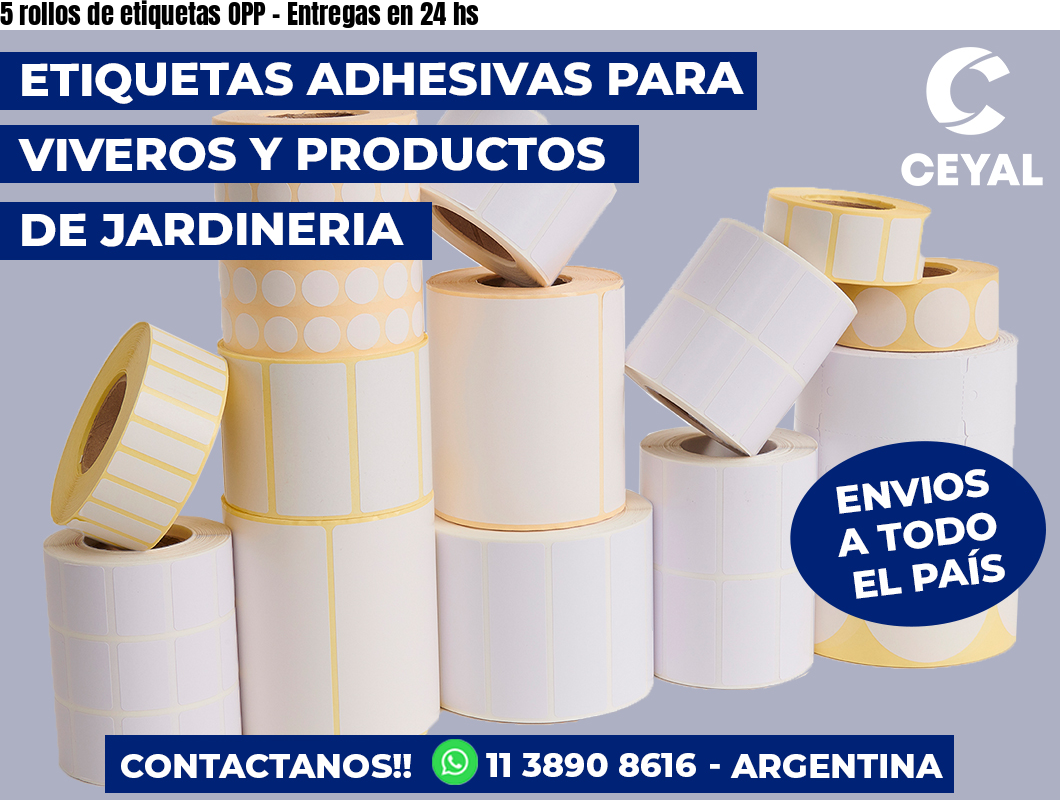 5 rollos de etiquetas OPP - Entregas en 24 hs