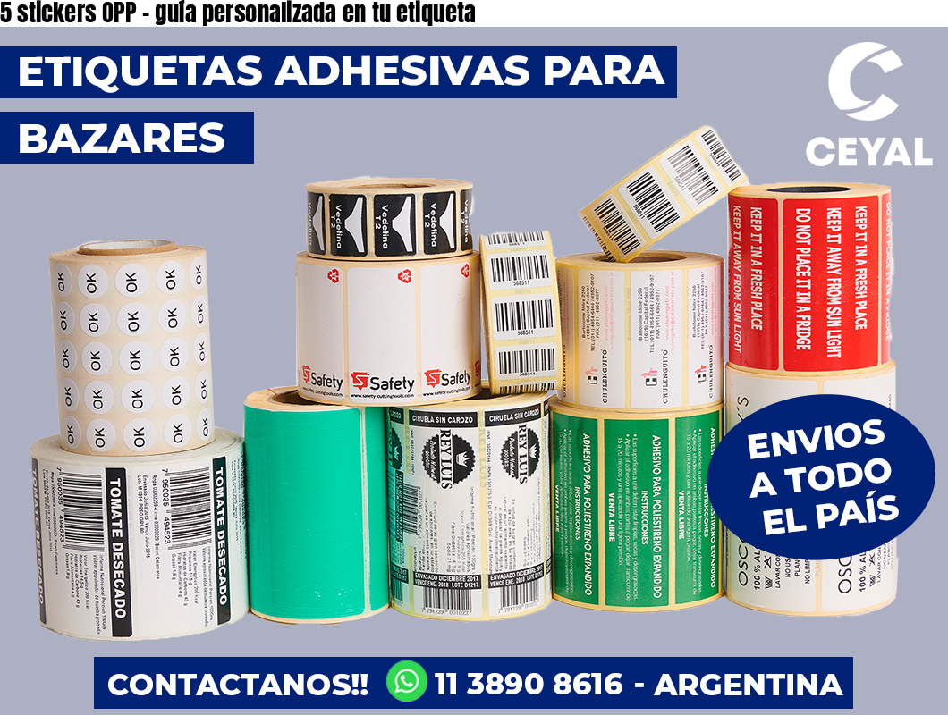 5 stickers OPP - guía personalizada en tu etiqueta