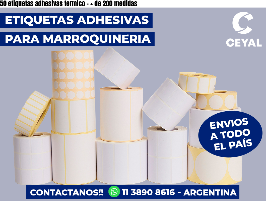 50 etiquetas adhesivas termico - + de 200 medidas