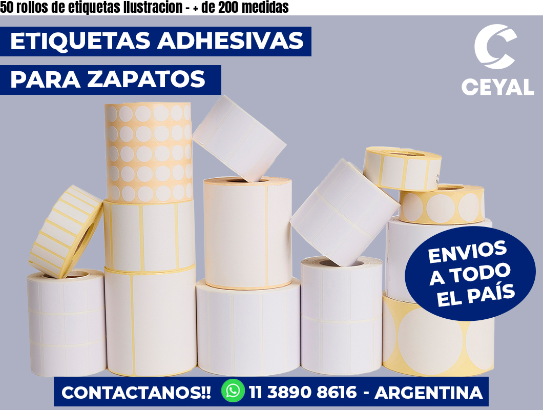 50 rollos de etiquetas Ilustracion – + de 200 medidas