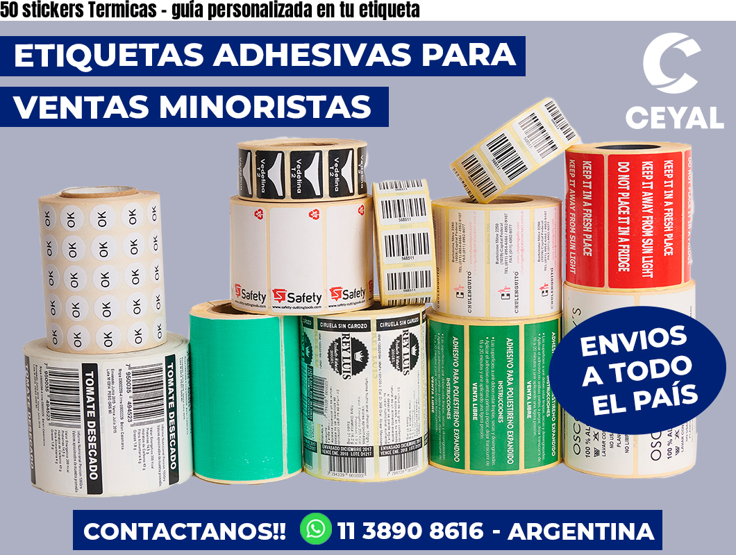 50 stickers Termicas - guía personalizada en tu etiqueta