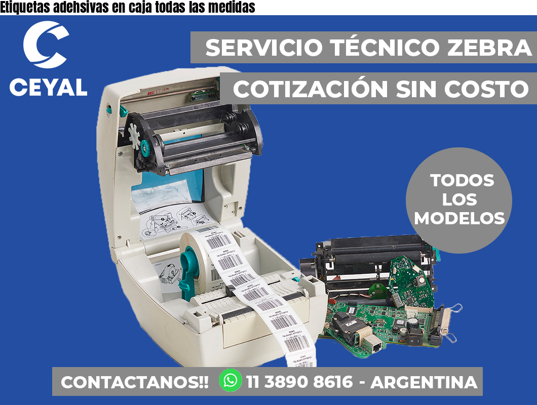 Etiquetas adehsivas en caja todas las medidas