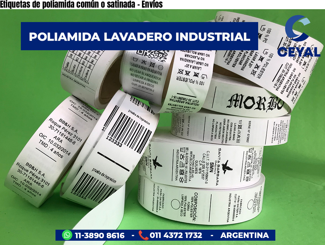 Etiquetas de poliamida común o satinada - Envíos