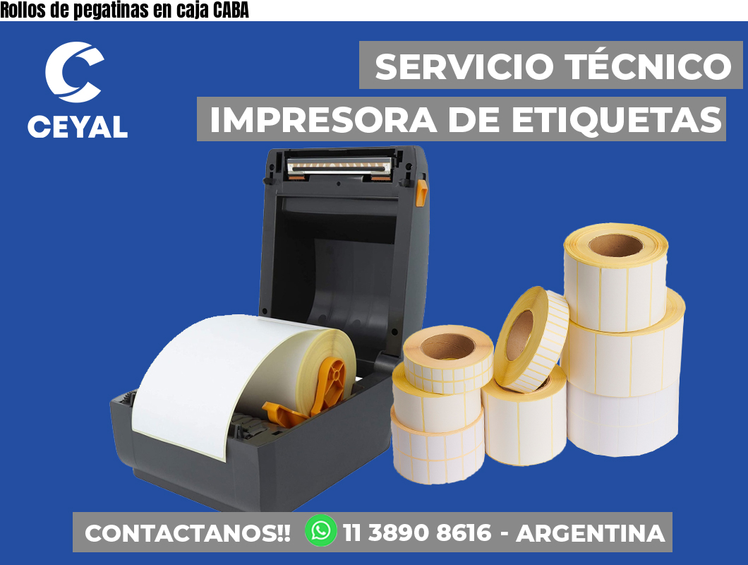 Rollos de pegatinas en caja CABA