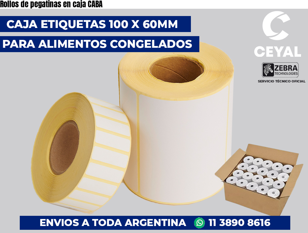 Rollos de pegatinas en caja CABA