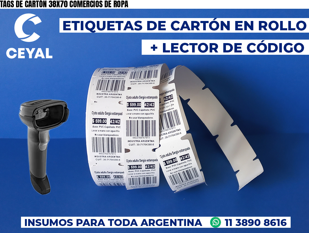 TAGS DE CARTÓN 38X70 COMERCIOS DE ROPA