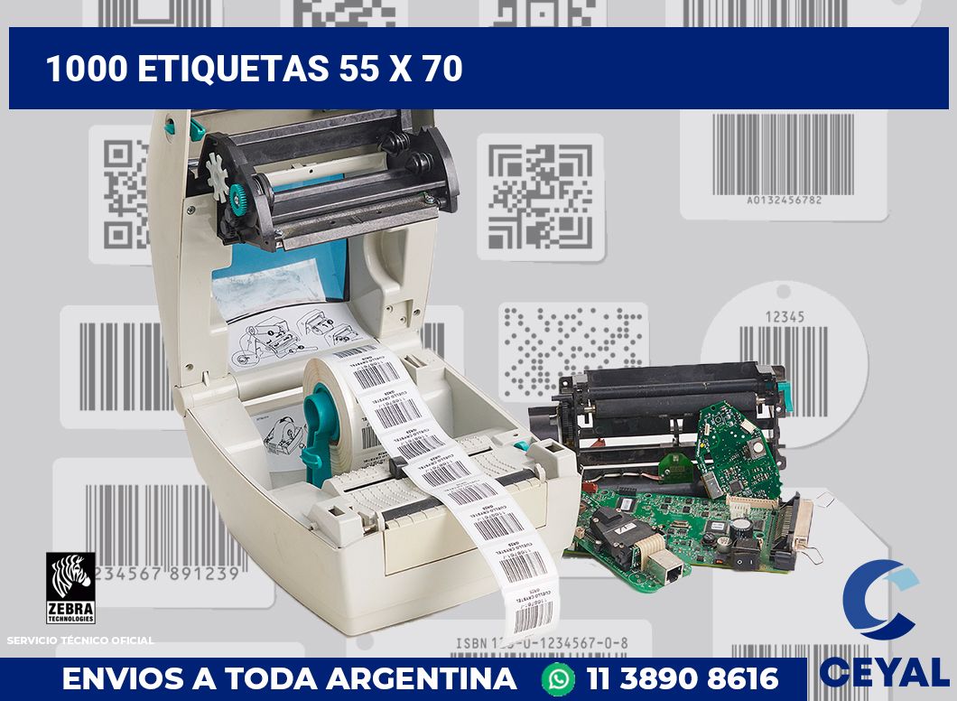 1000 etiquetas 55 x 70