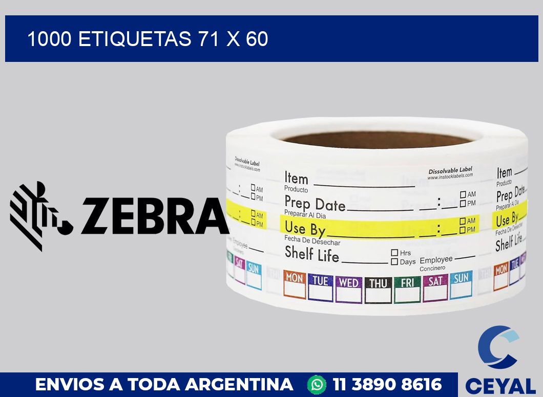 1000 etiquetas 71 x 60