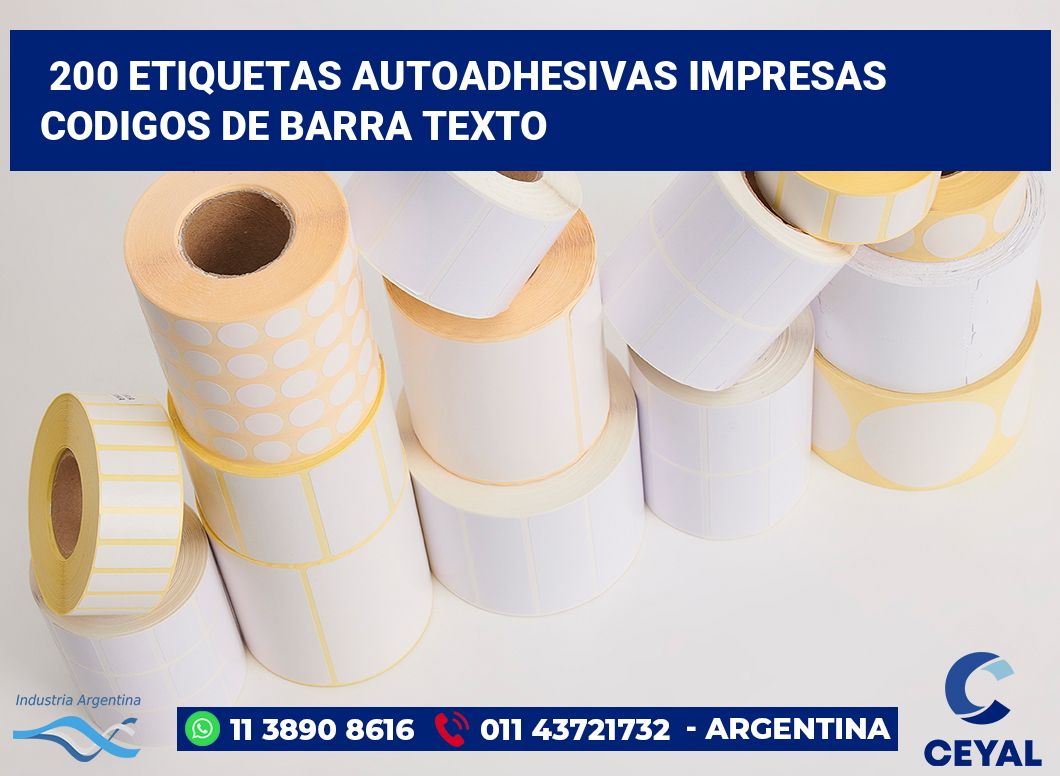 200 Etiquetas autoadhesivas impresas codigos de barra texto