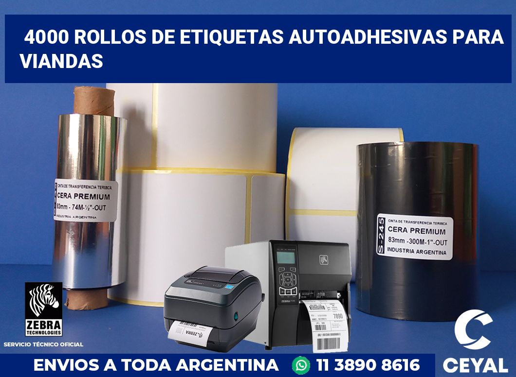 4000 Rollos de etiquetas autoadhesivas para viandas