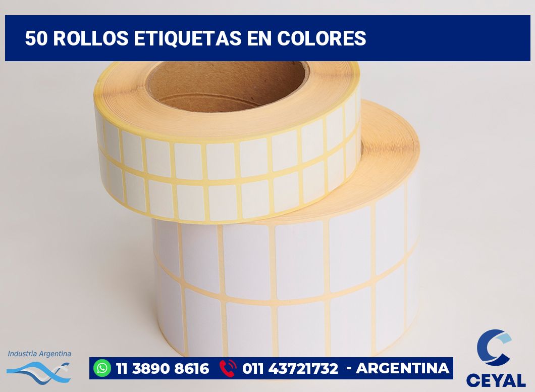 50 Rollos etiquetas en colores