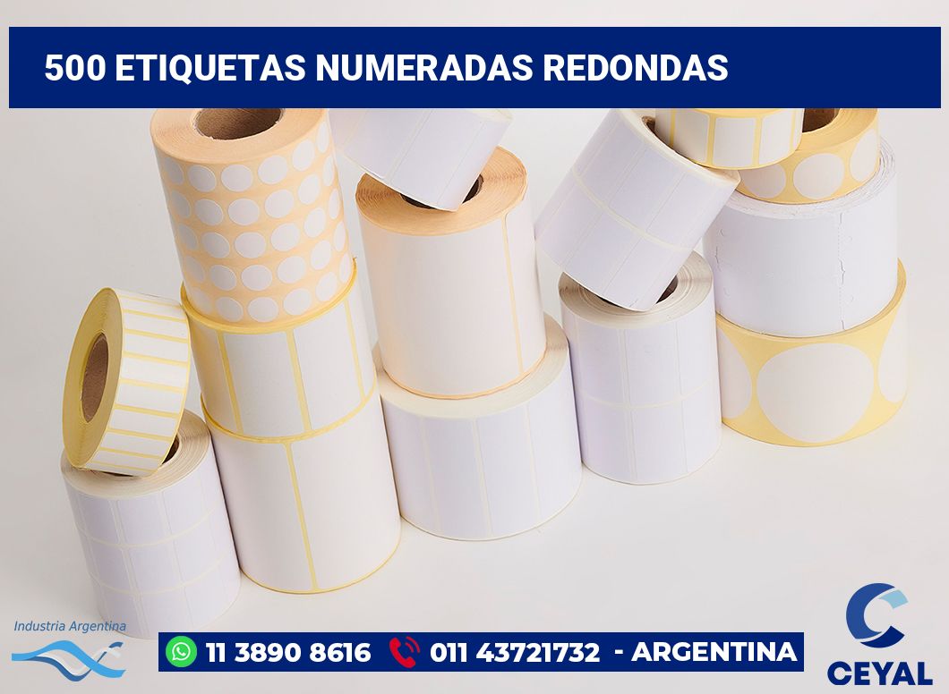 500 Etiquetas numeradas redondas