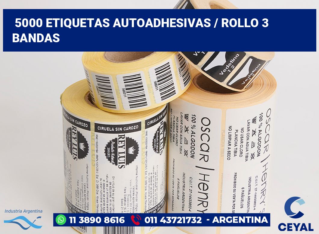 5000 Etiquetas autoadhesivas / rollo 3 bandas