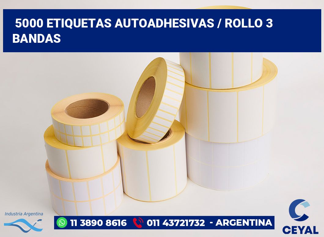 5000 Etiquetas autoadhesivas / rollo 3 bandas