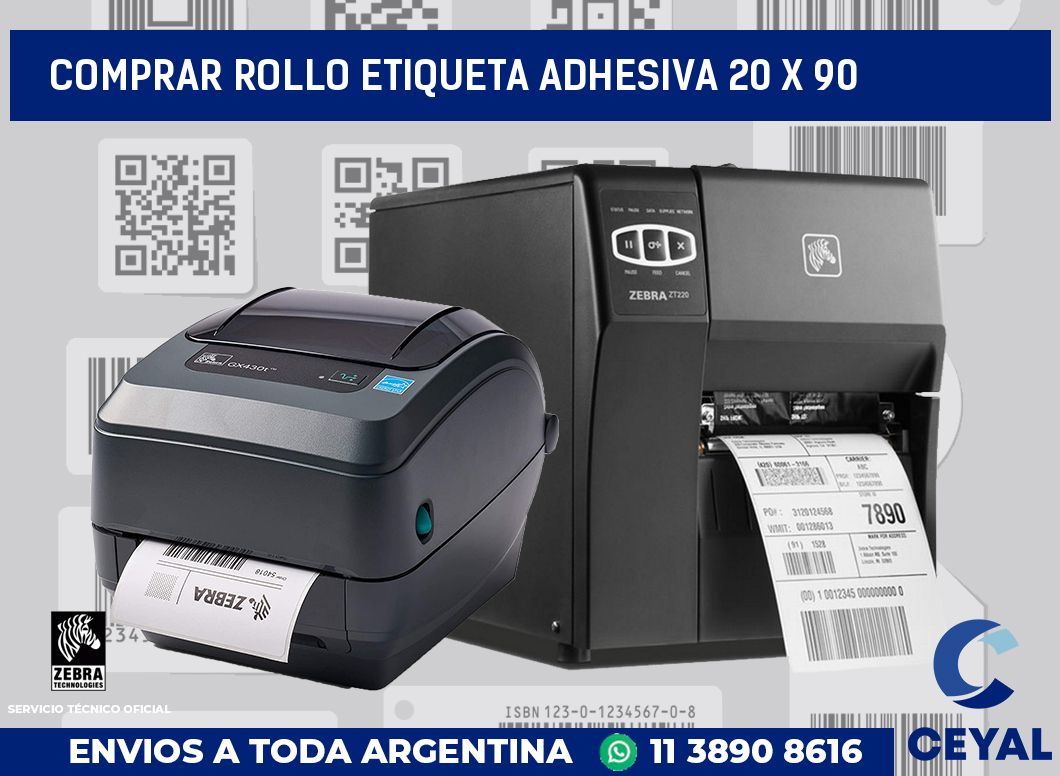 Comprar rollo etiqueta adhesiva 20 x 90