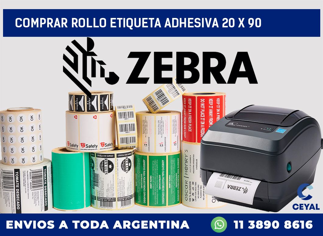 Comprar rollo etiqueta adhesiva 20 x 90