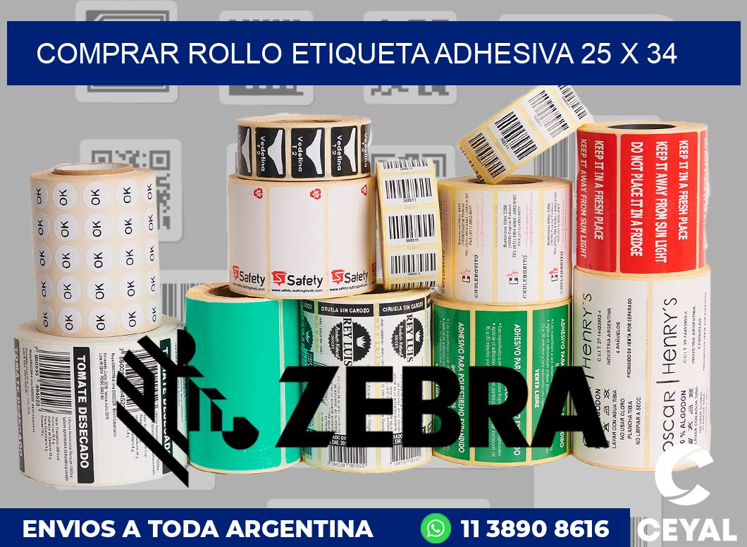 Comprar rollo etiqueta adhesiva 25 x 34