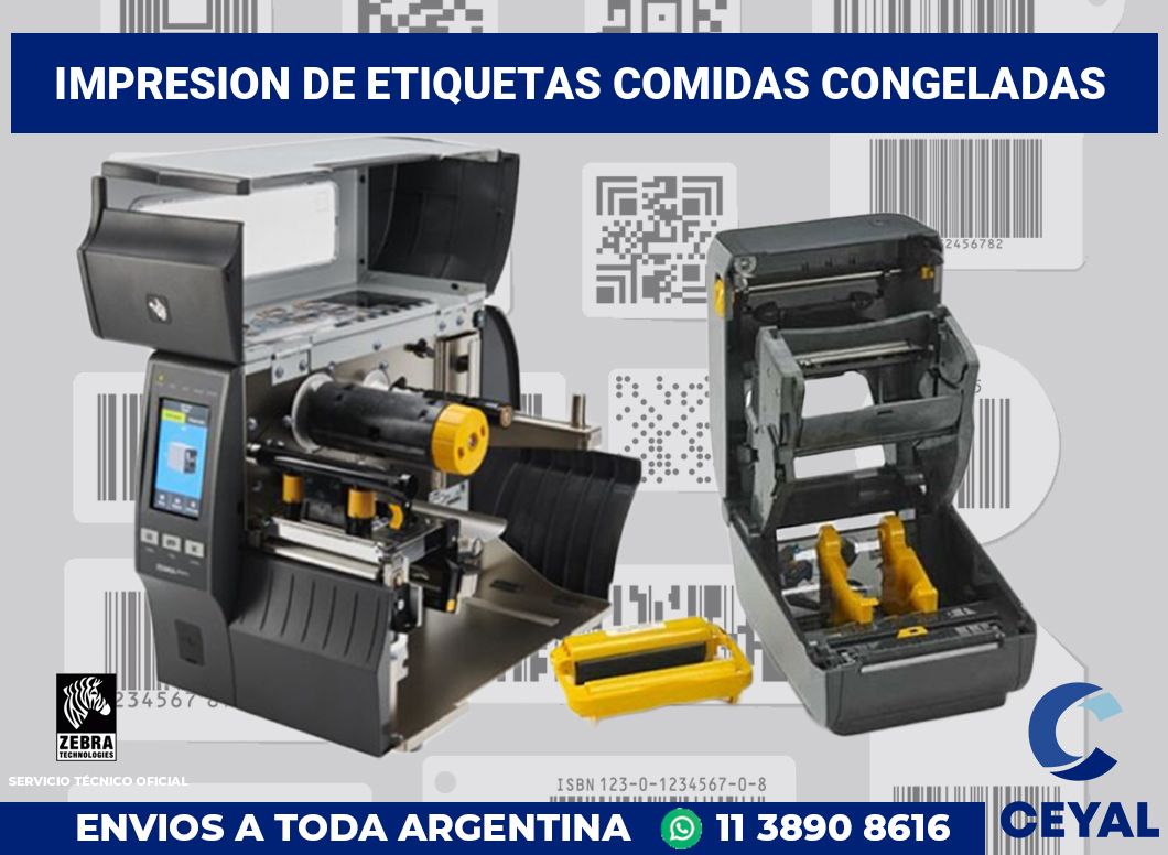 Impresion de etiquetas Comidas congeladas