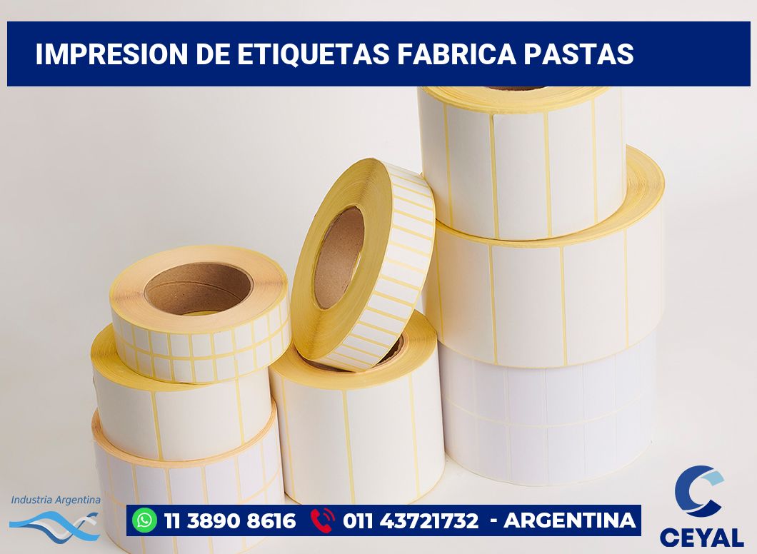 Impresion de etiquetas fabrica pastas