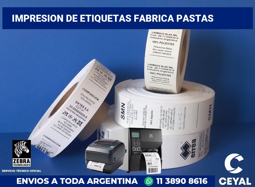 Impresion de etiquetas fabrica pastas