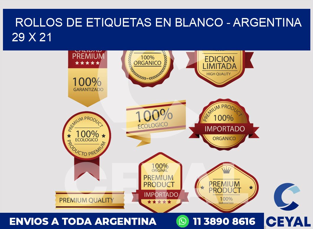 Rollos de etiquetas en blanco - Argentina 29 x 21