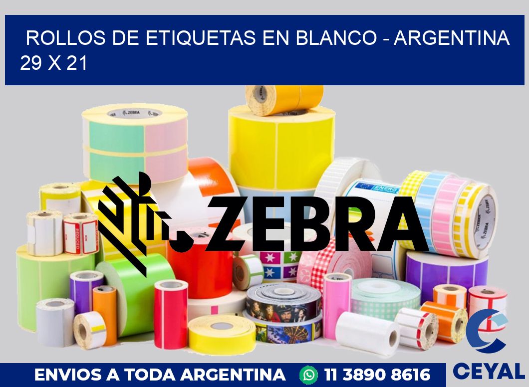 Rollos de etiquetas en blanco - Argentina 29 x 21