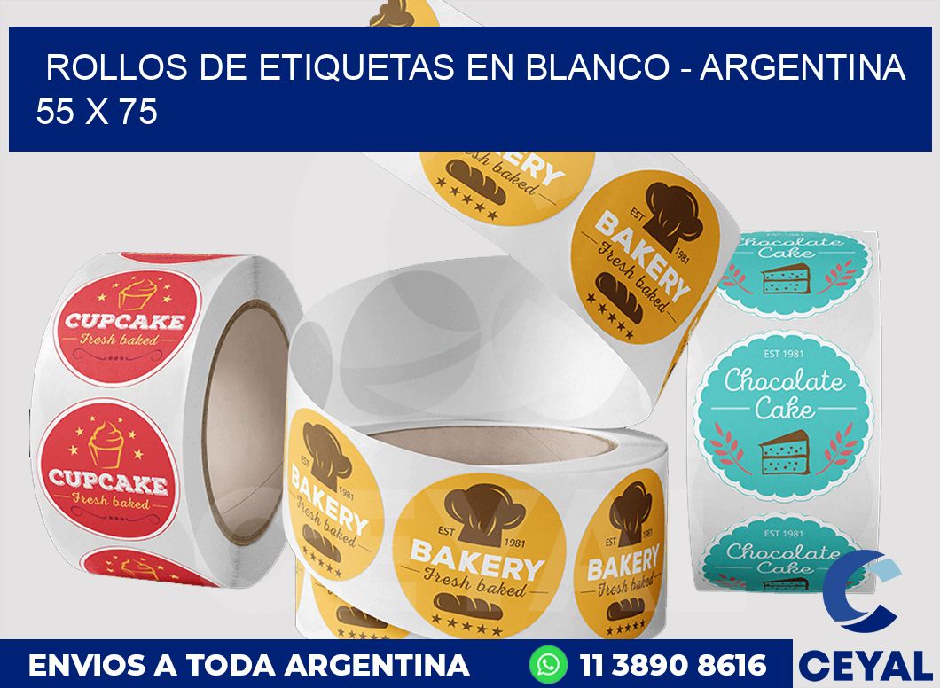 Rollos de etiquetas en blanco - Argentina 55 x 75
