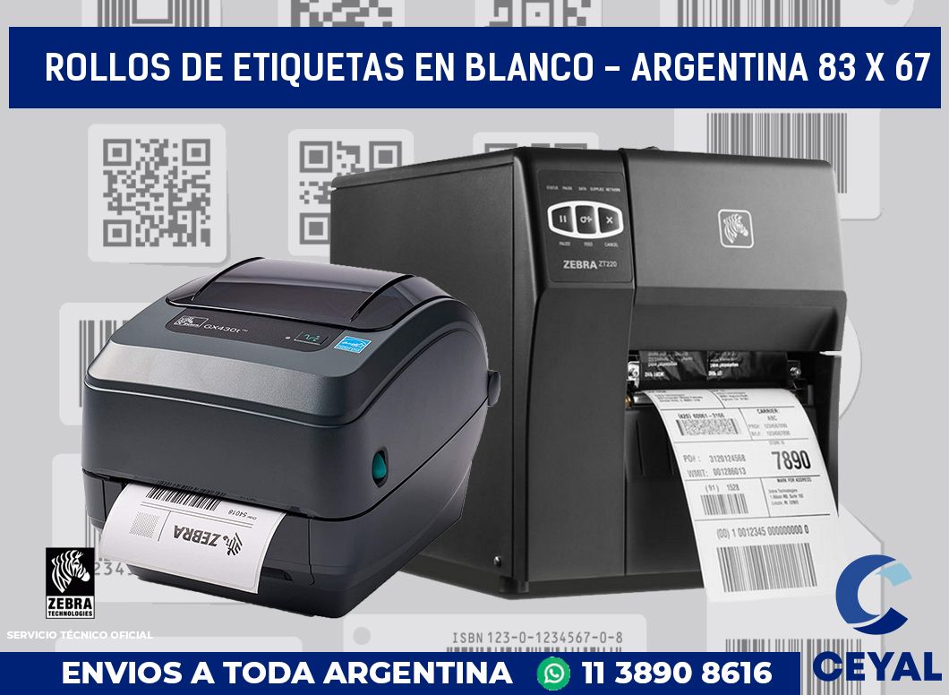 Rollos de etiquetas en blanco - Argentina 83 x 67