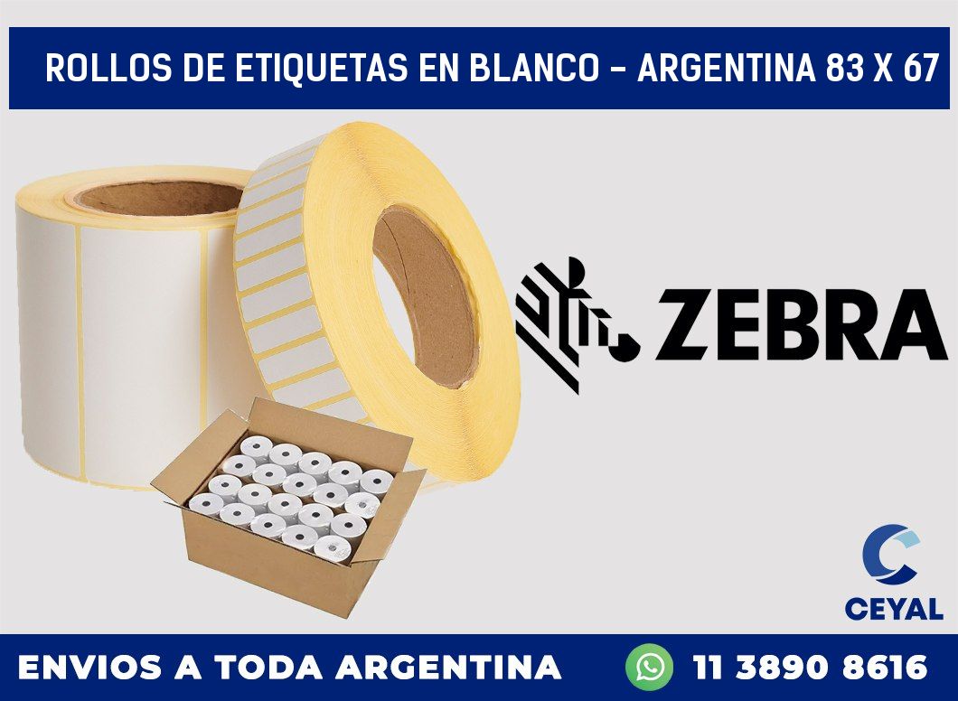Rollos de etiquetas en blanco - Argentina 83 x 67