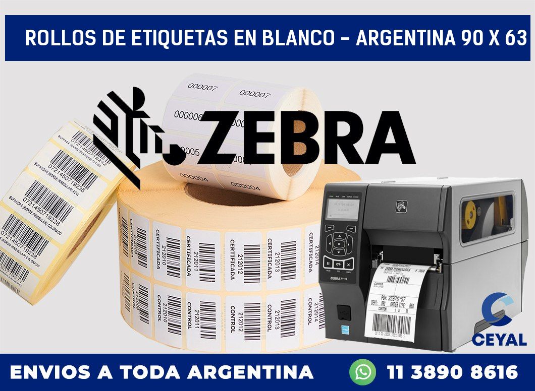 Rollos de etiquetas en blanco - Argentina 90 x 63