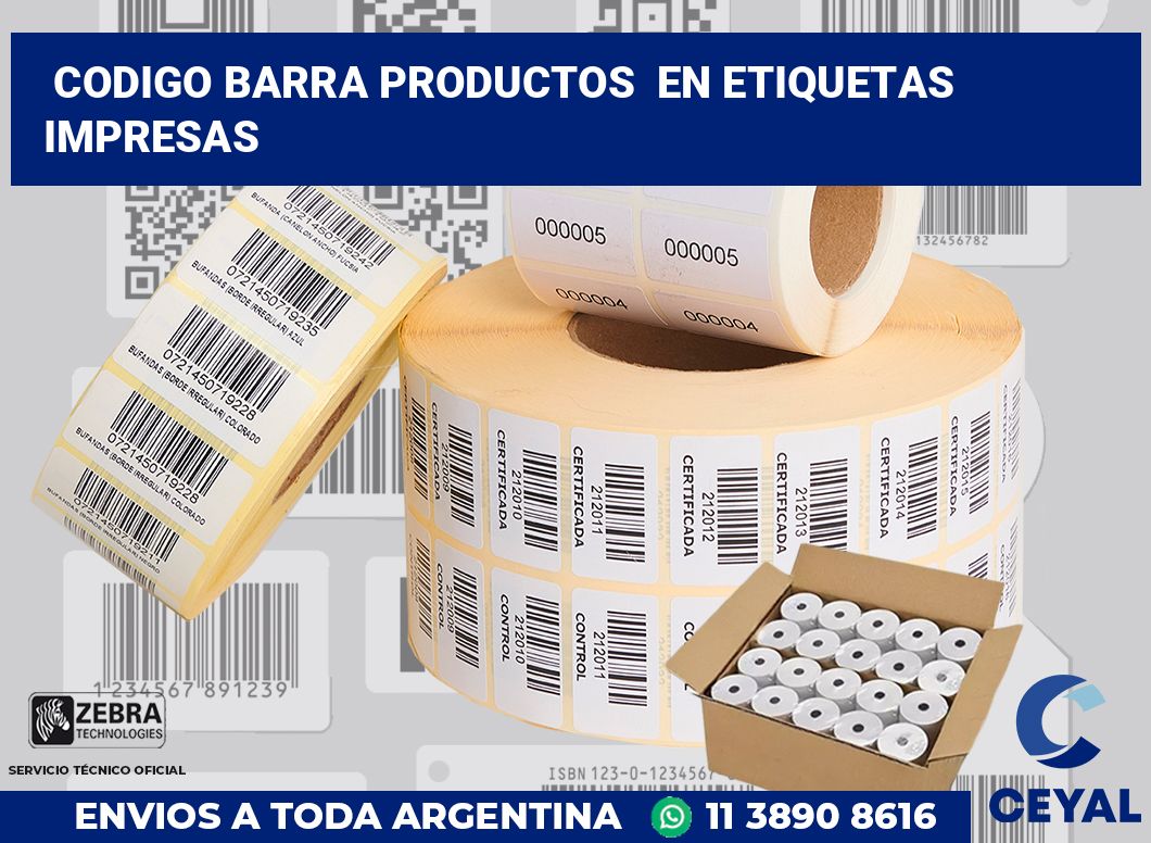 codigo barra productos  en etiquetas impresas