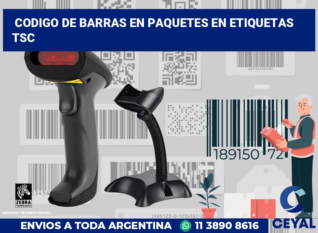codigo de barras en paquetes en etiquetas tsc