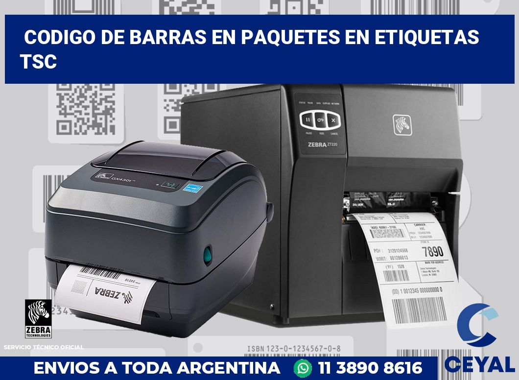 codigo de barras en paquetes en etiquetas tsc